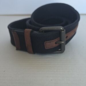 Leather Brown And Black Cotton Belt Size 38